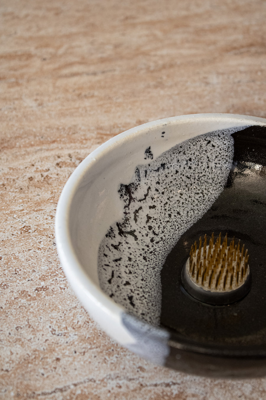 Handcrafted Speckled Ceramic Ikebana Bowl