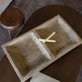 Large Carved Double Wood Tray