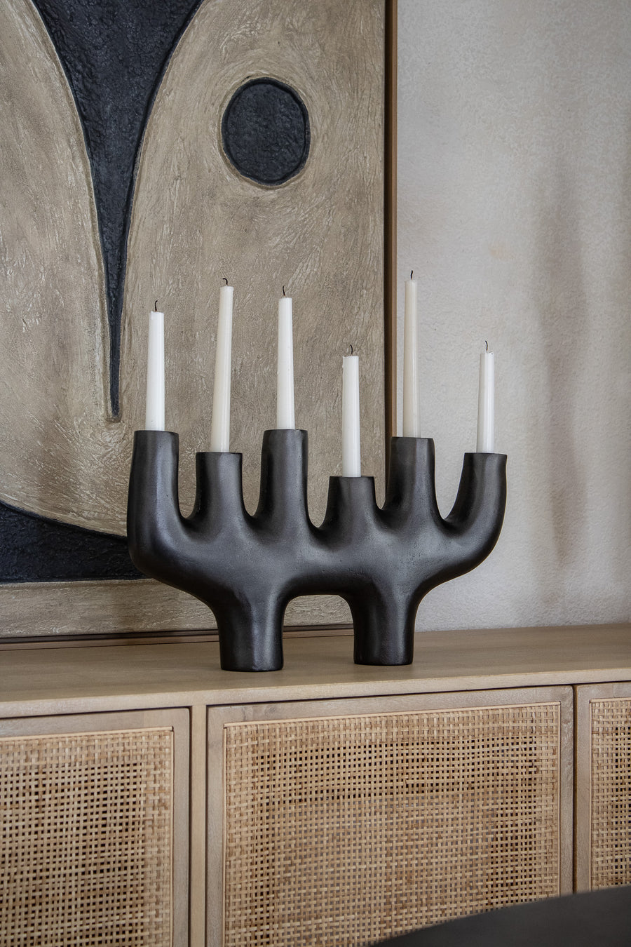 Large Matte Black Taper Candle Holder