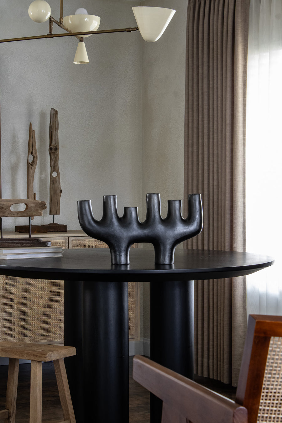 Large Matte Black Taper Candle Holder