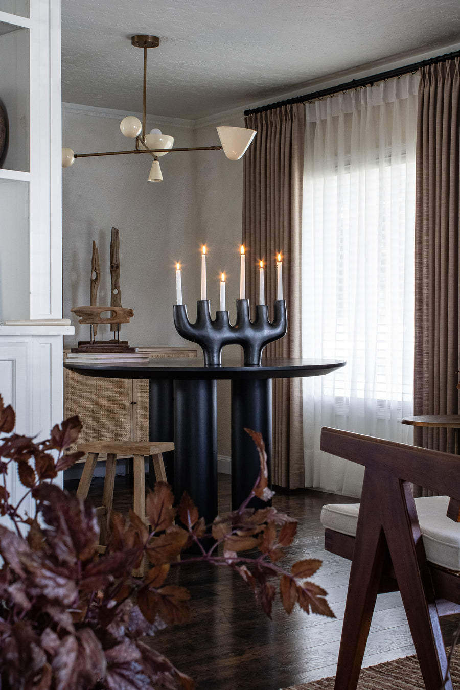 Large Matte Black Taper Candle Holder