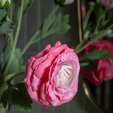 Lifelike Faux Ranunculus Spray - Fuchsia Color