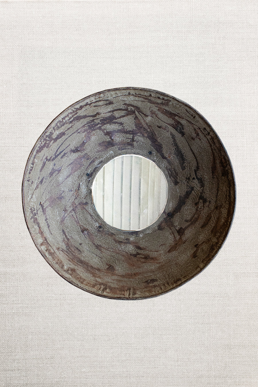 Rustic Metal Bowl Mirror