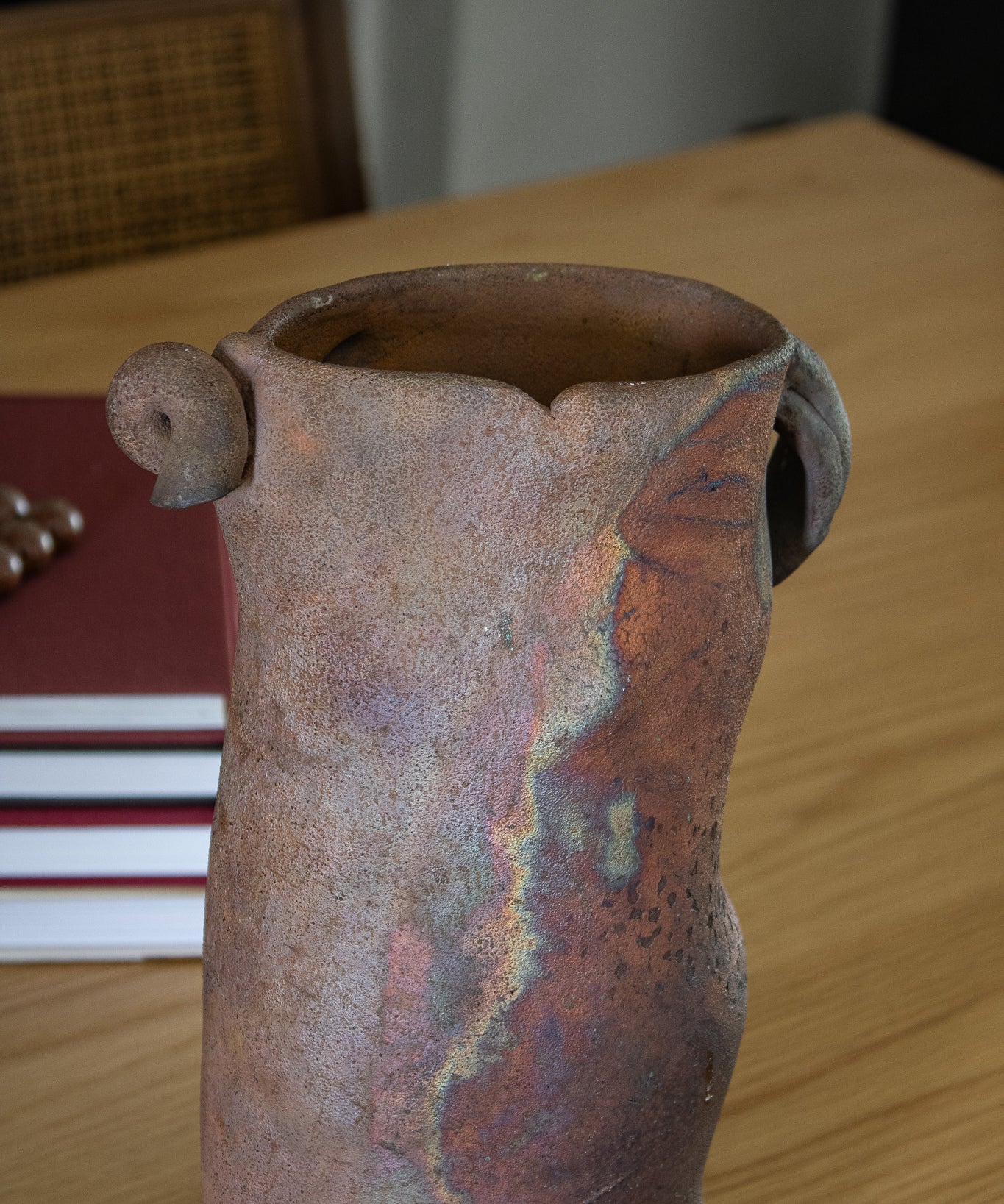 Vintage Sculptural Raku Ceramic Vessel