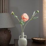 Lifelike Faux Ranunculus Spray - Coral Color