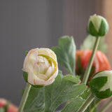 Lifelike Faux Ranunculus Spray - Coral Color
