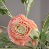 Lifelike Faux Ranunculus Spray - Coral Color