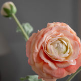 Lifelike Faux Ranunculus Spray - Coral Color