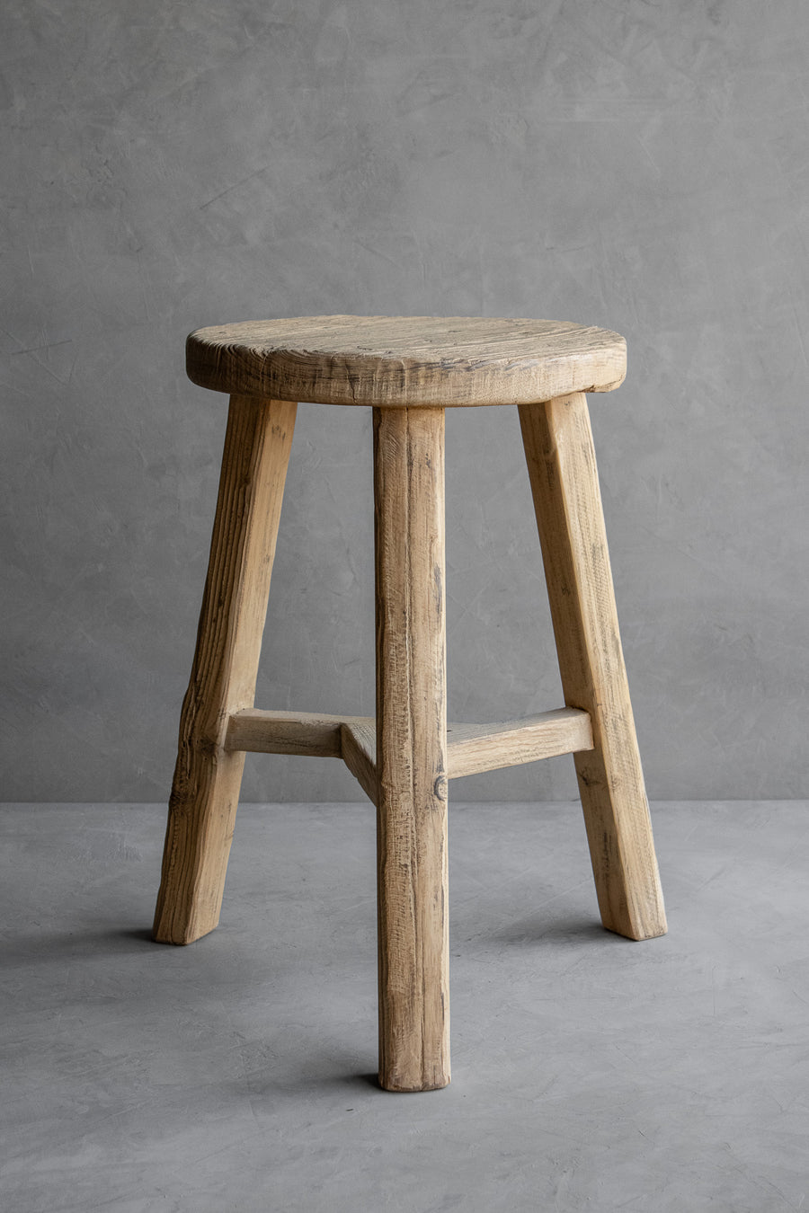 Round Rustic Wood Accent Stool
