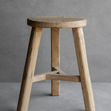 Round Rustic Wood Accent Stool