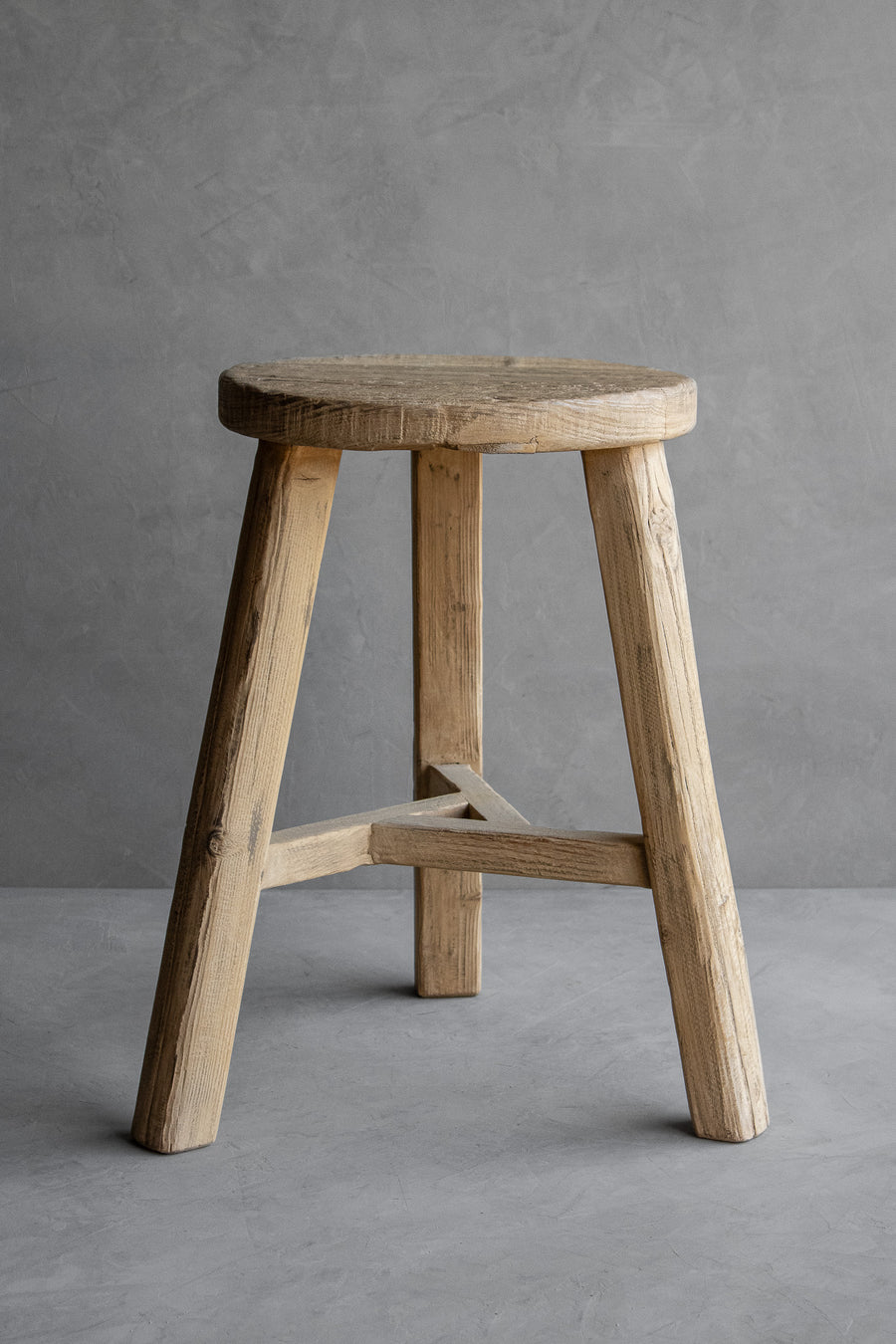 Round Rustic Wood Accent Stool