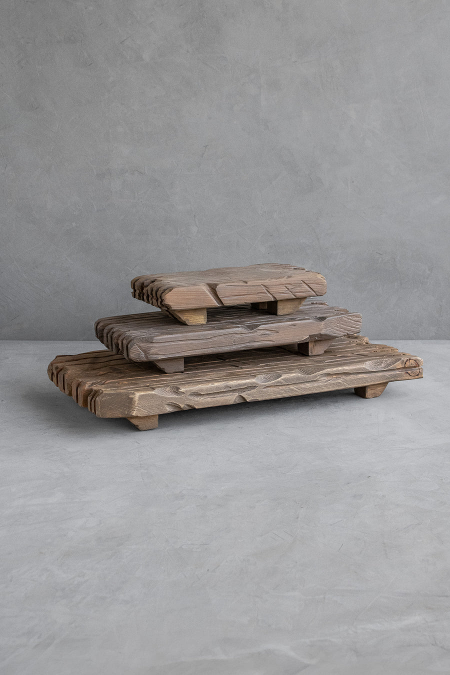 Hand-Carved Rustic Wood Riser