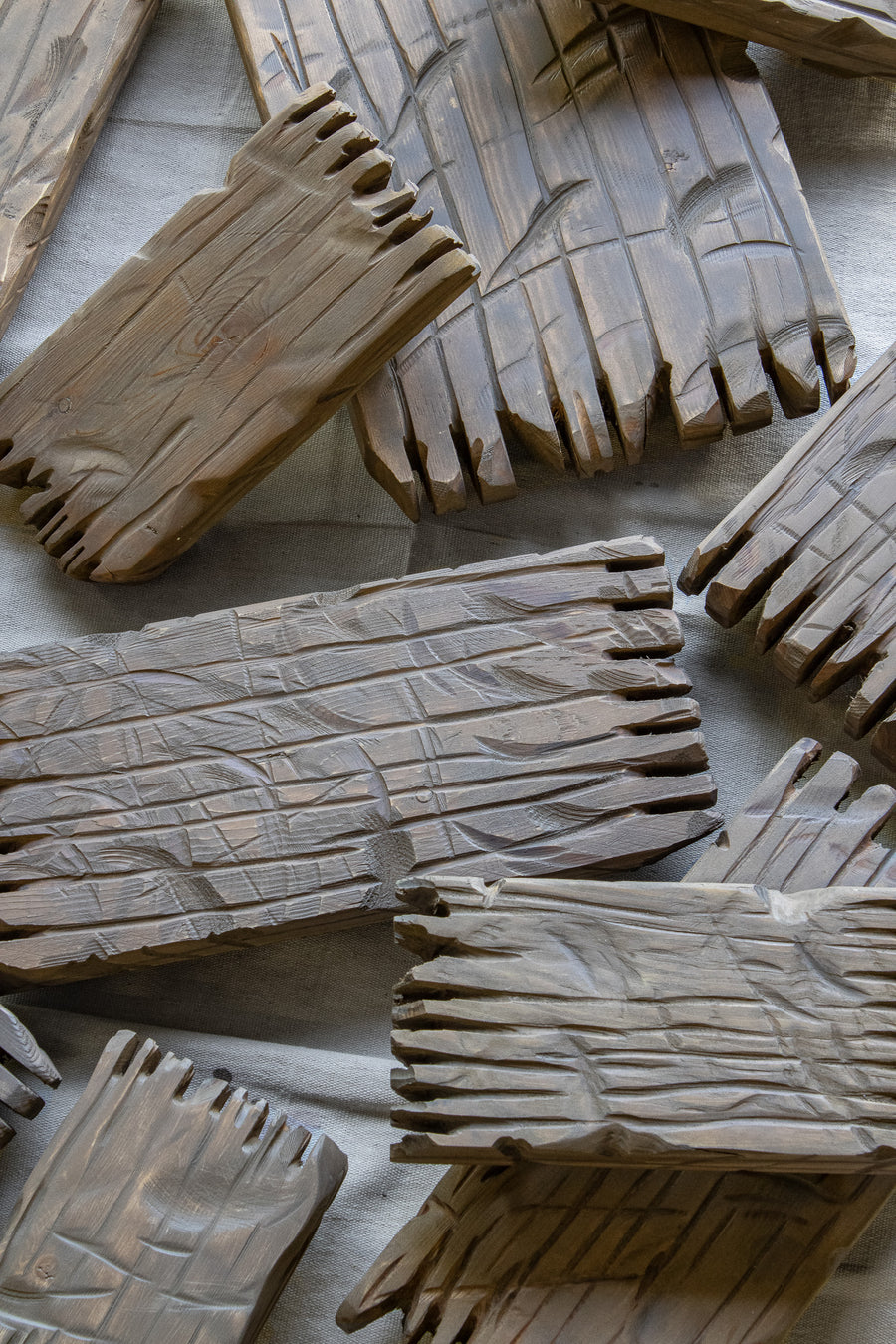 Hand-Carved Rustic Wood Riser