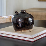 Vintage Chinese Black Glazed Pottery Jug