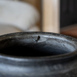 Vintage Matte Black Earthenware Vase