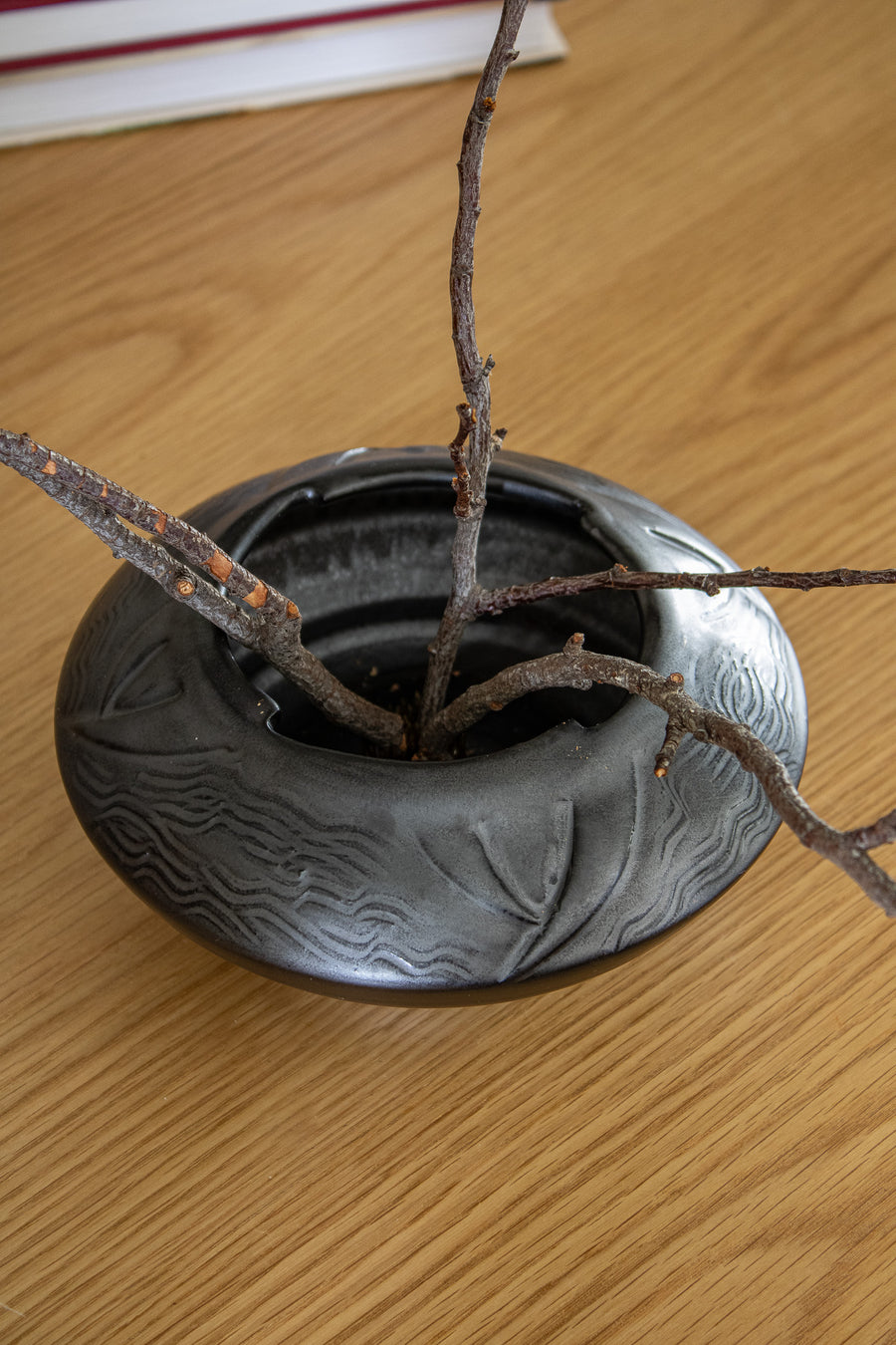 Ikebana Pottery Vase with Kenzan