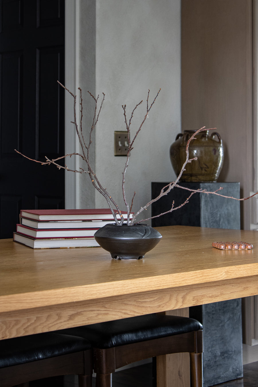 Ikebana Pottery Vase with Kenzan