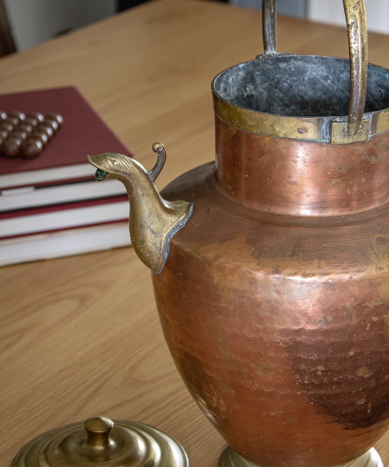 Large Vintage Copper and Brass Pitcher