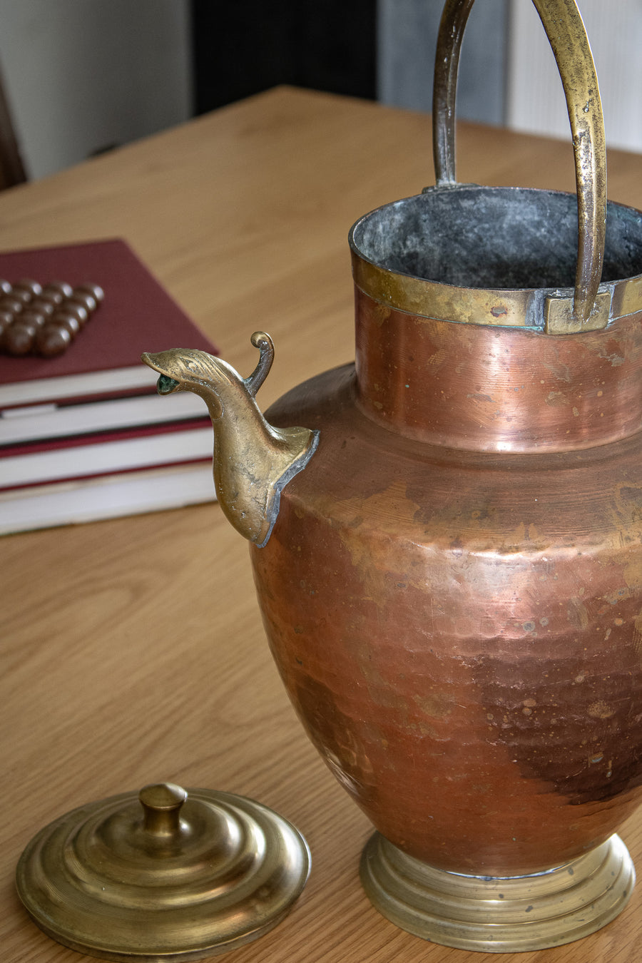 Large Vintage Copper and Brass Pitcher