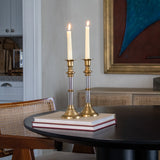 Brass & Chrome Taper Candle Holders, Set of 2