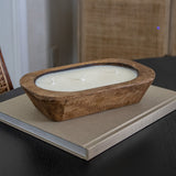 Wood Dough Bowl Candle