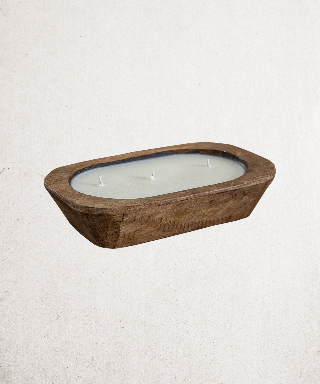 Wood Dough Bowl Candle