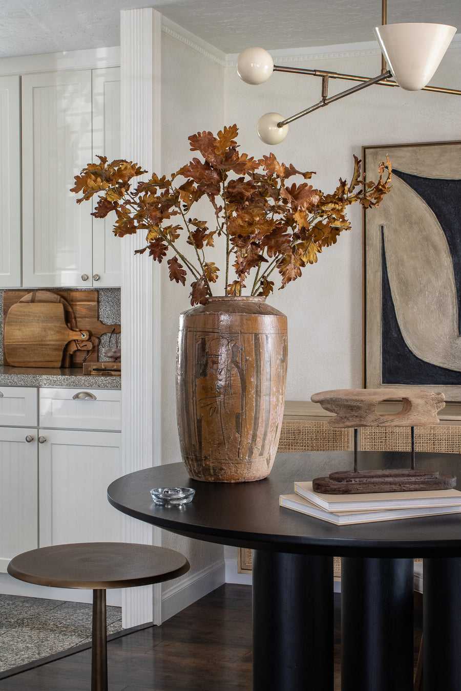 Faux Brown Oak Leaf Spray