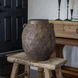 Large Vintage Brown Pot with Ears