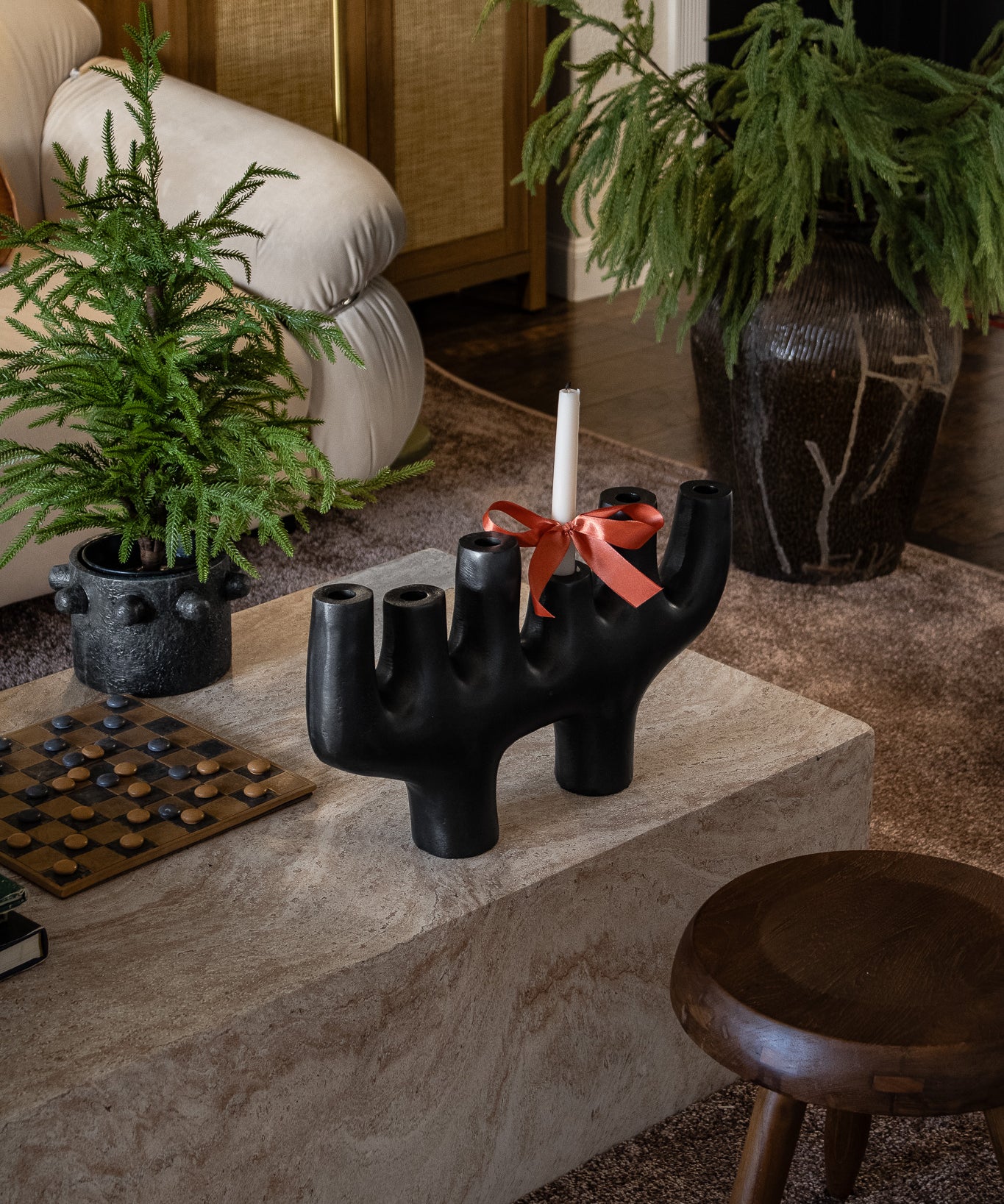 Large Matte Black Taper Candle Holder