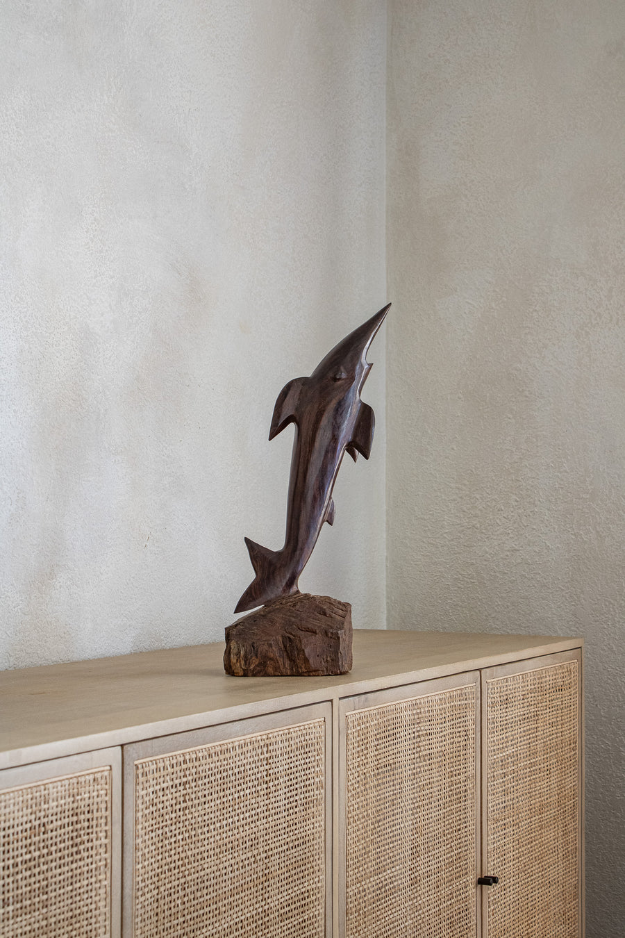 Large Fish Carved Wood Sculpture