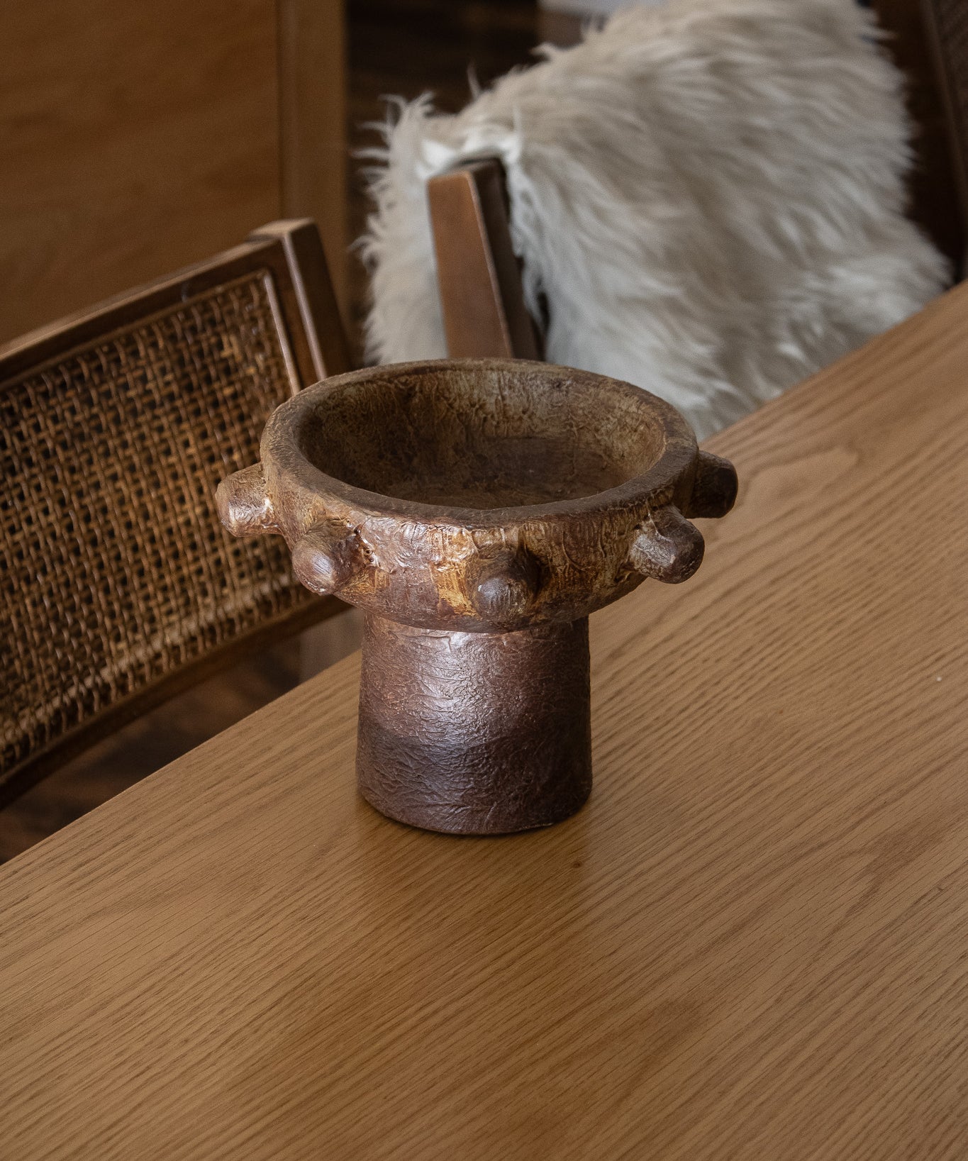 Handcrafted Maya Cement Footed Bowl
