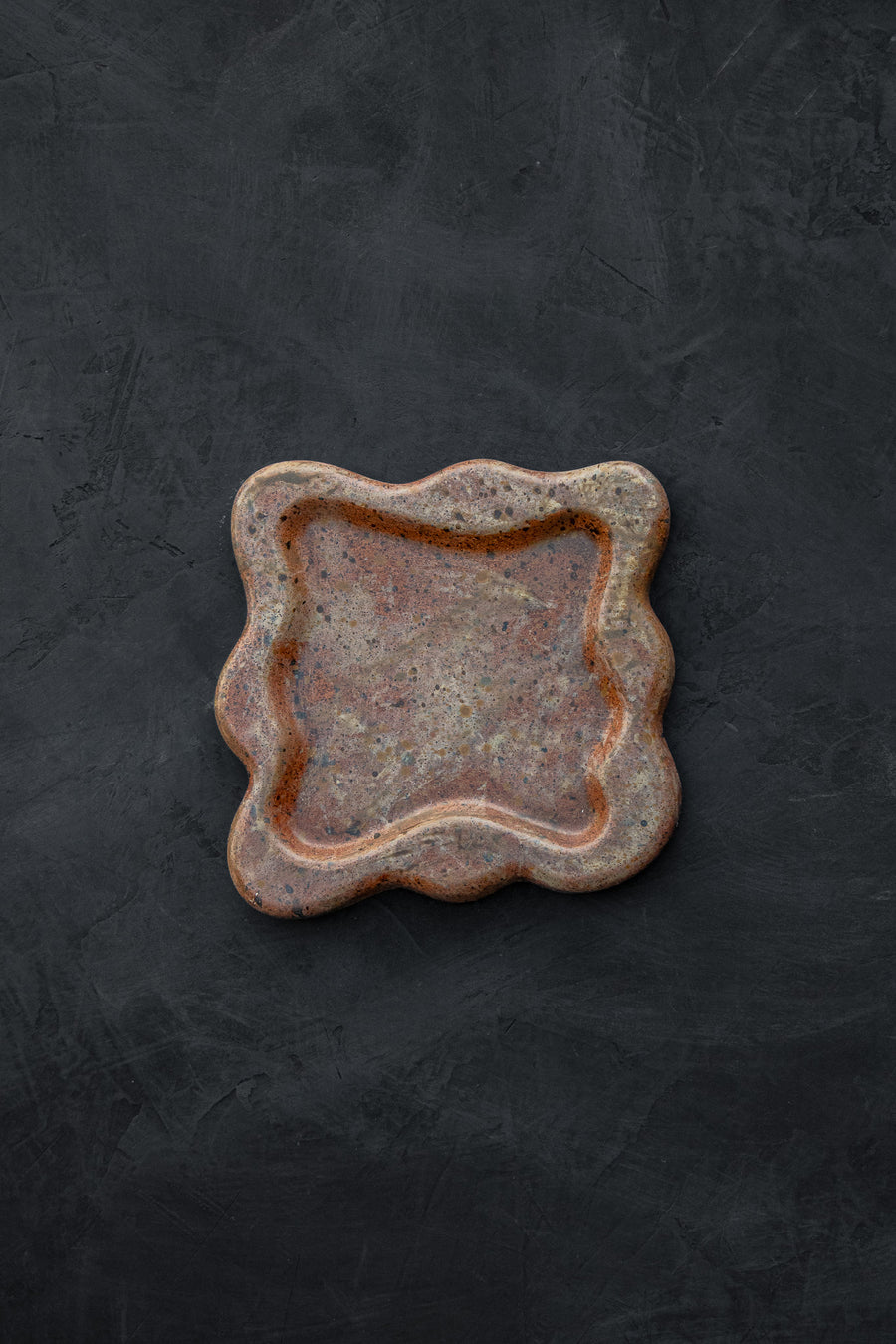 Wavy Cement Trinket Tray - Terra Rust Color