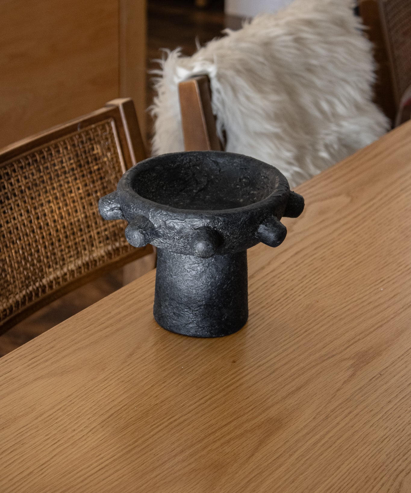 Handcrafted Maya Cement Footed Bowl