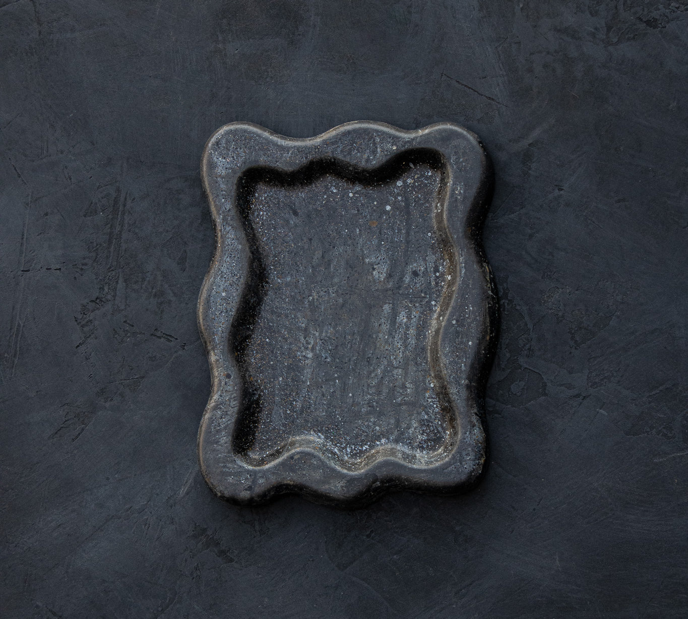 Wavy Cement Trinket Tray - Slate Black Color