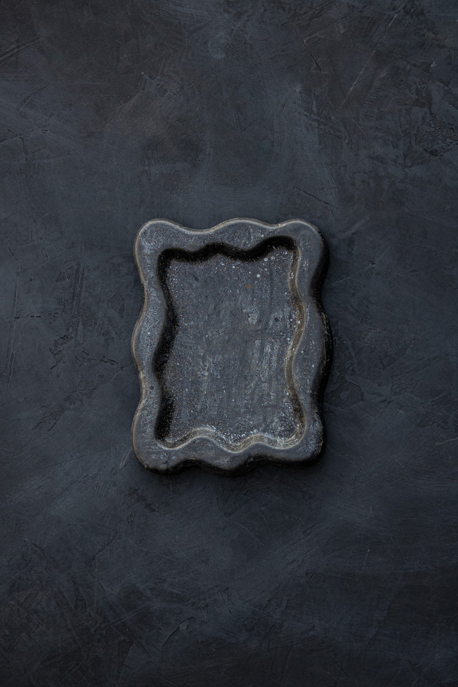 Wavy Cement Trinket Tray - Slate Black Color