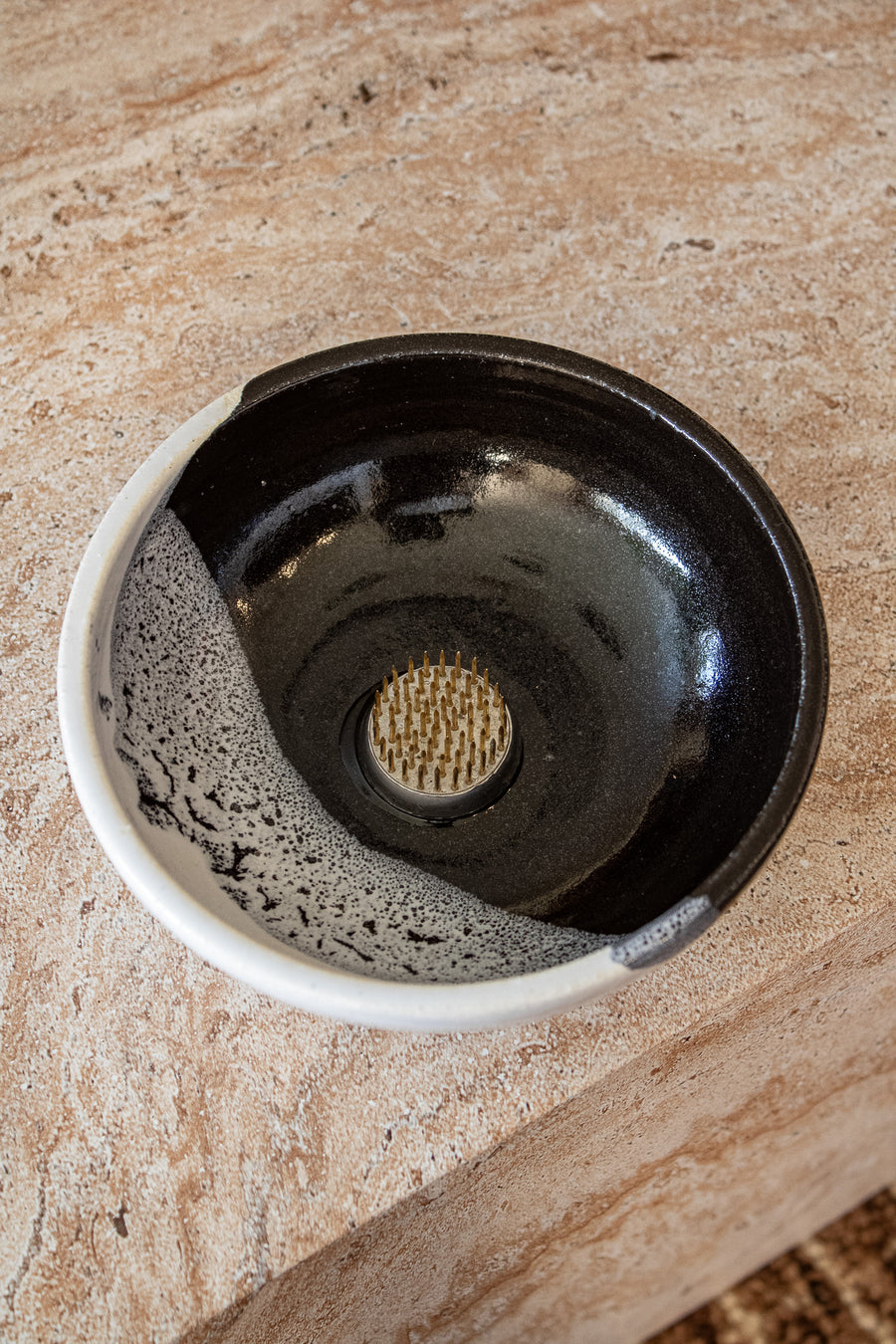Handcrafted Speckled Ceramic Ikebana Bowl