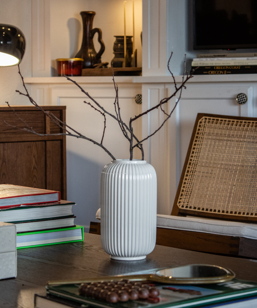 White Fluted Ceramic Vase