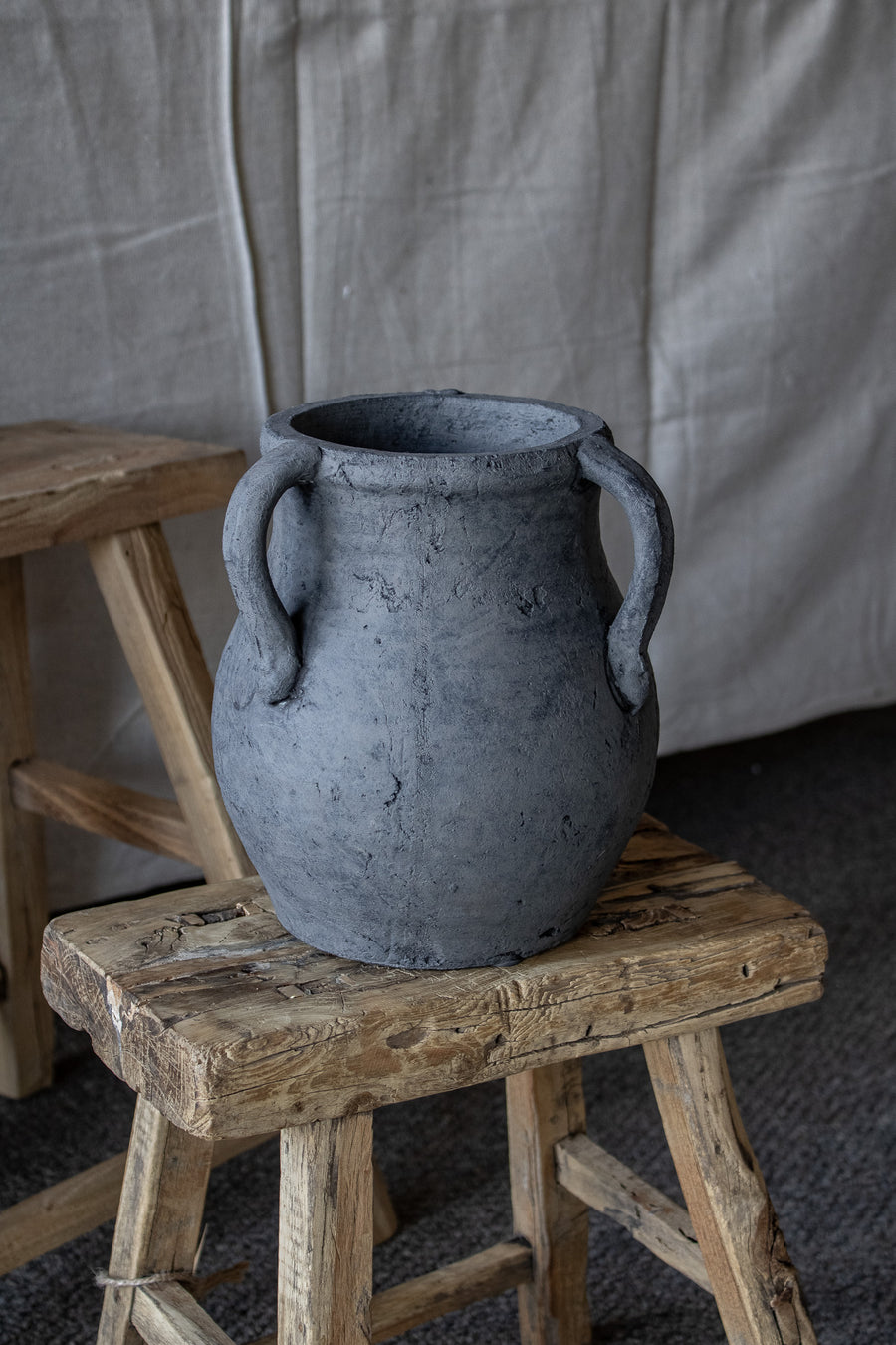 Grey Pot with Three Handles