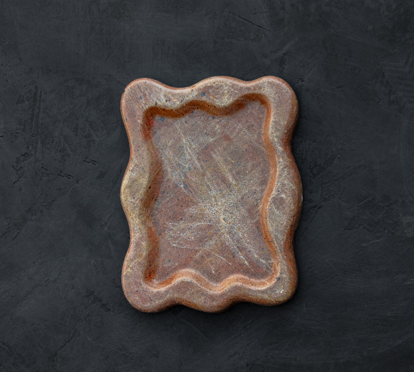 Wavy Cement Trinket Tray - Terra Rust Color