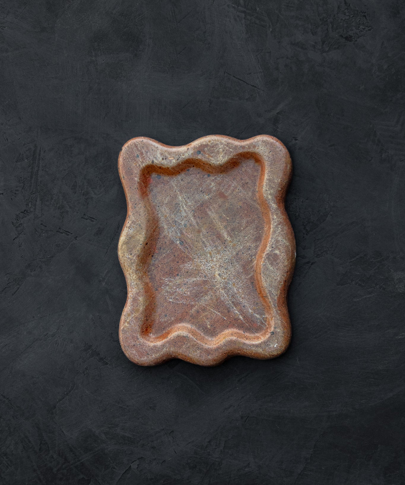 Wavy Cement Trinket Tray - Terra Rust Color