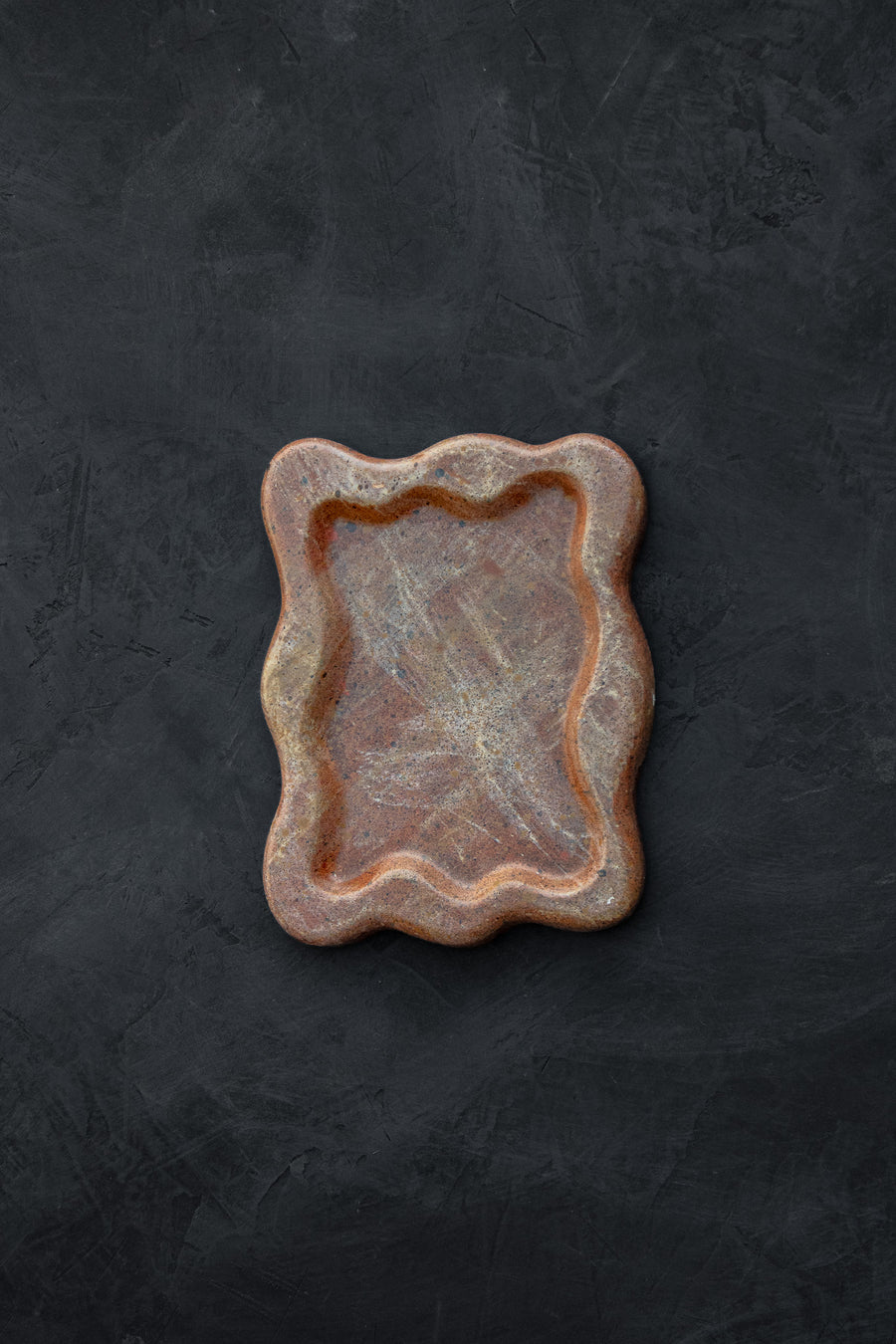 Wavy Cement Trinket Tray - Terra Rust Color