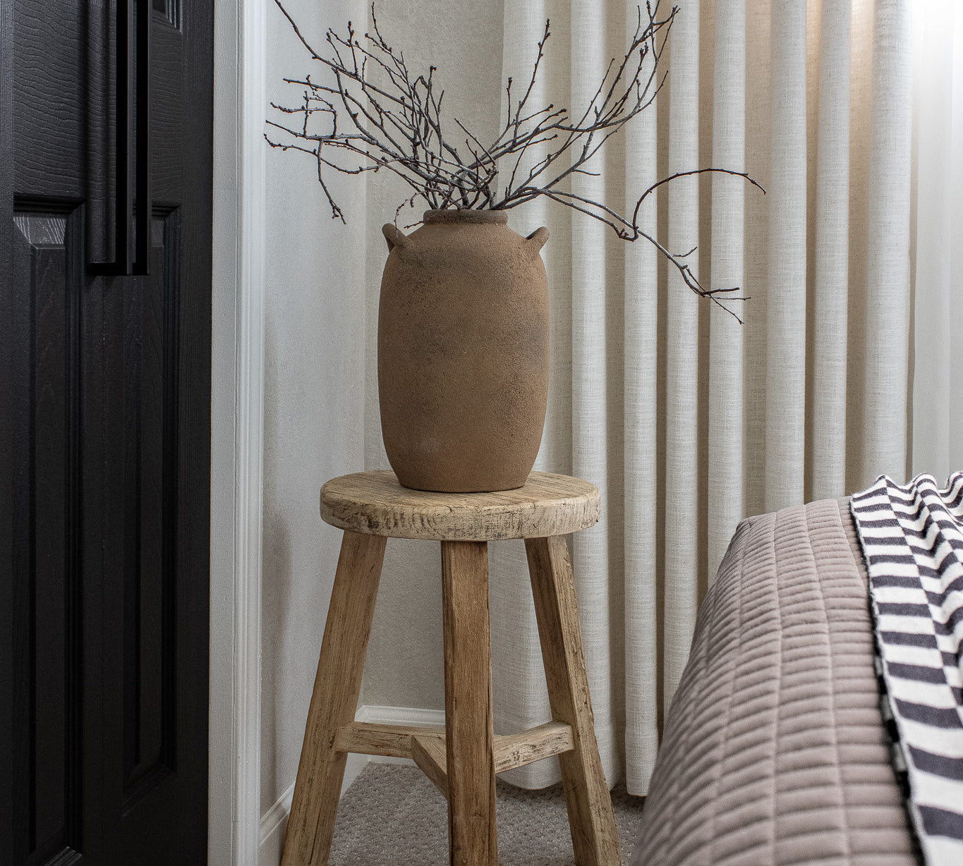 Round Rustic Wood Accent Stool