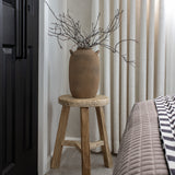 Round Rustic Wood Accent Stool