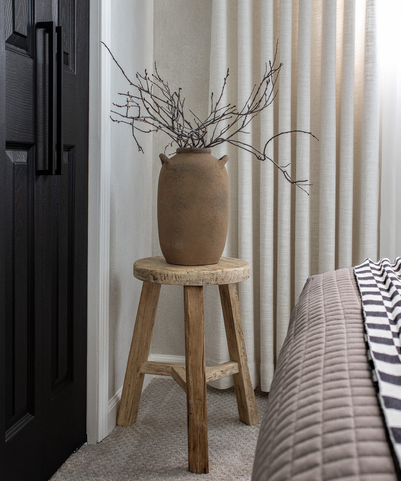 Round Rustic Wood Accent Stool