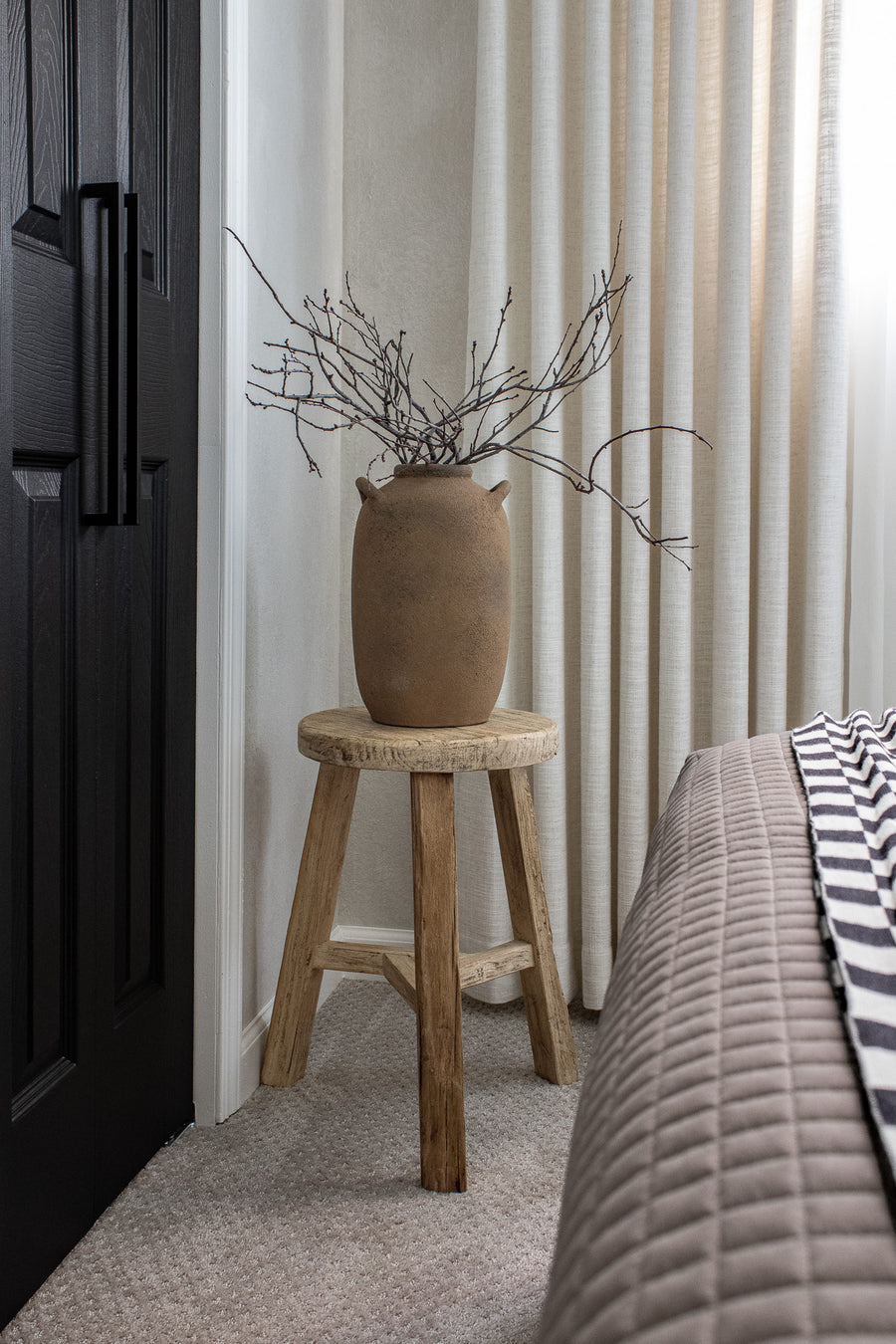 Round Rustic Wood Accent Stool