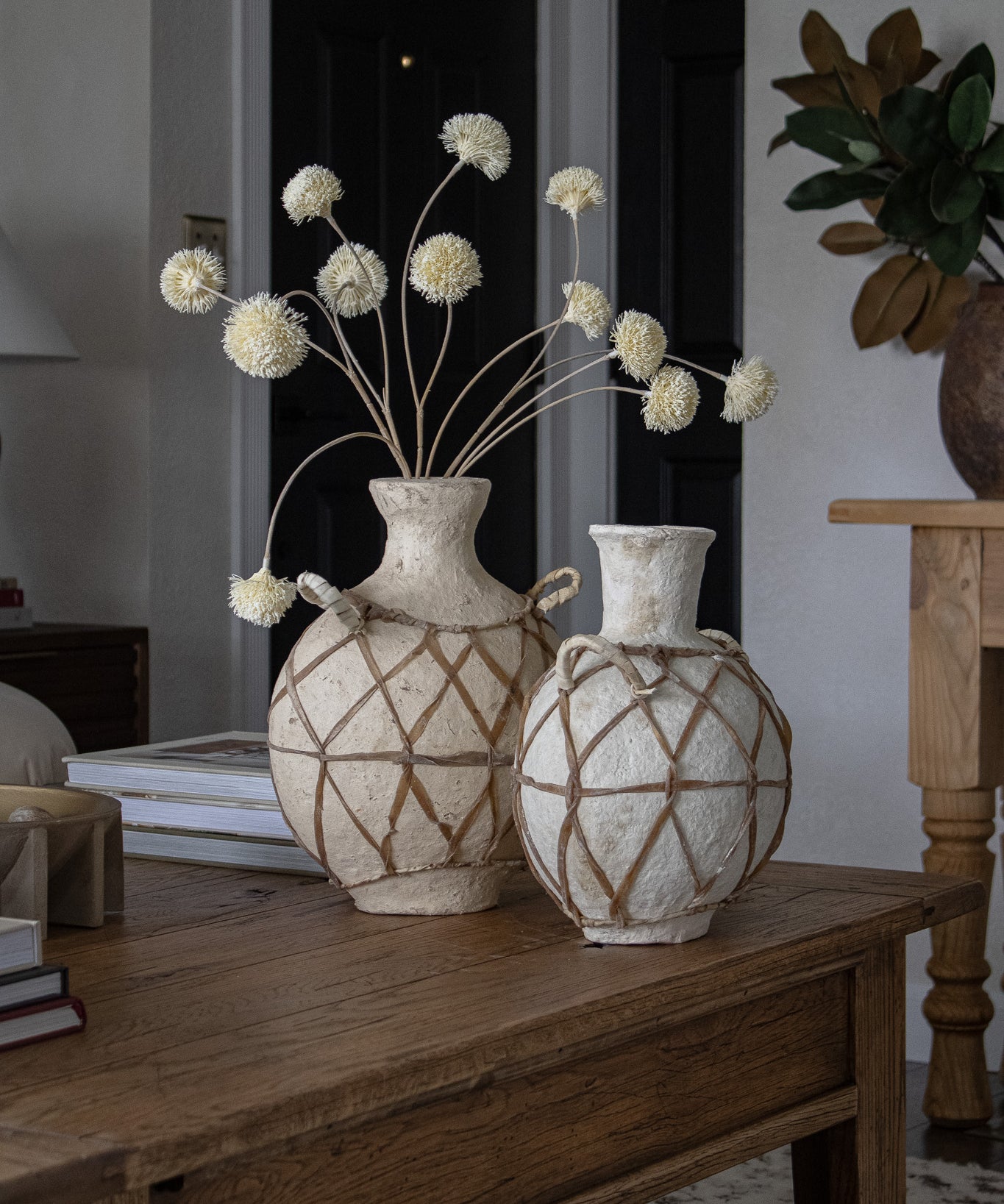 Paper Mache Vessel with Leather