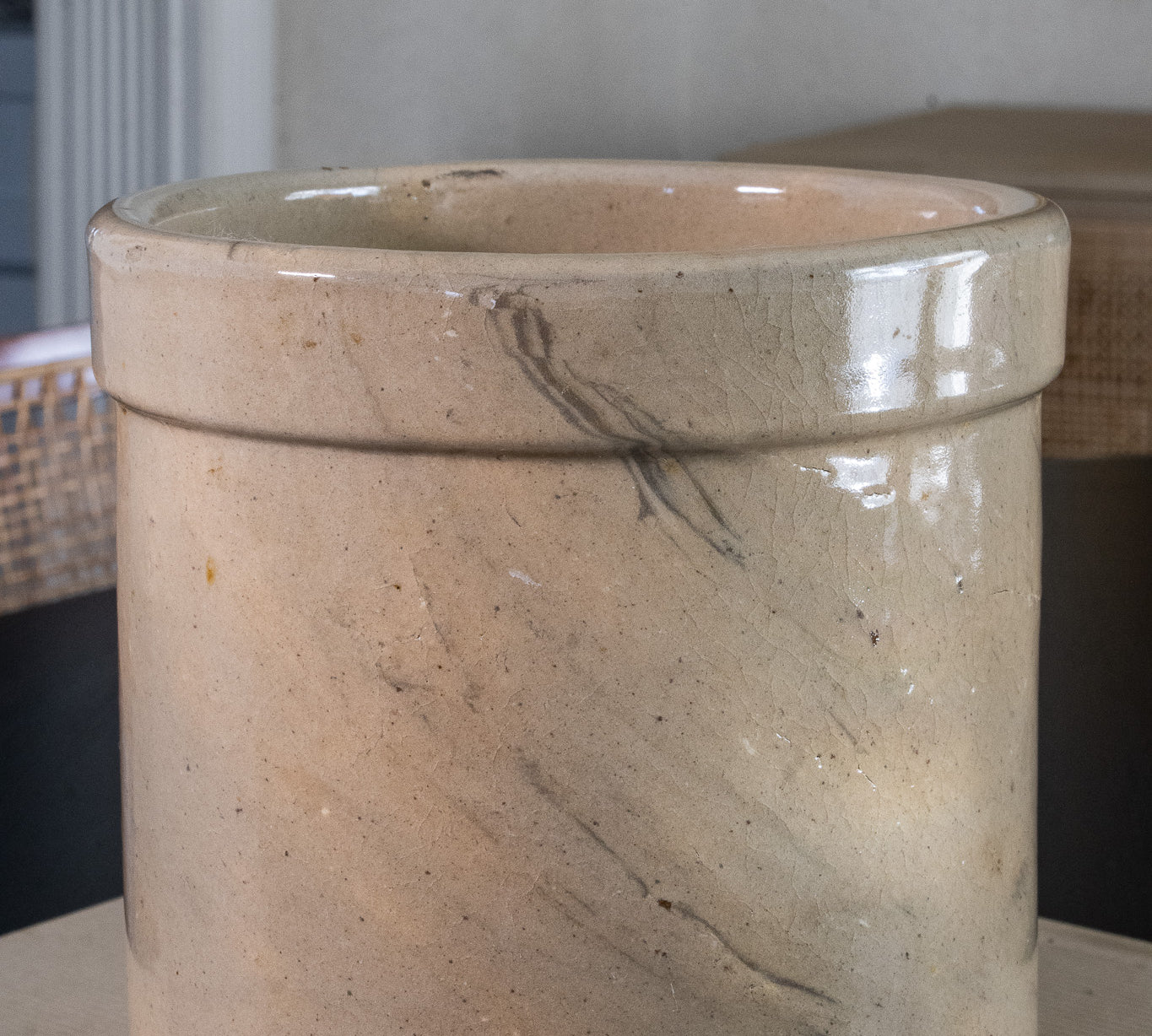 Vintage Marbleized Stoneware Crock Vase