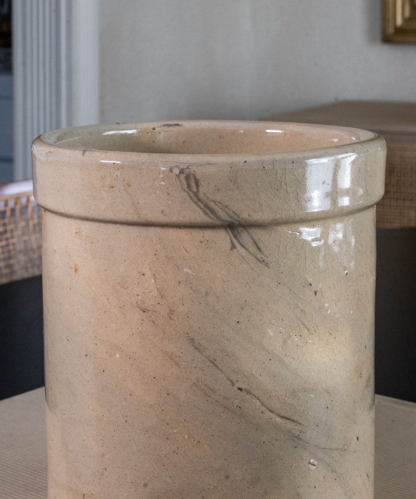 Vintage Marbleized Stoneware Crock Vase