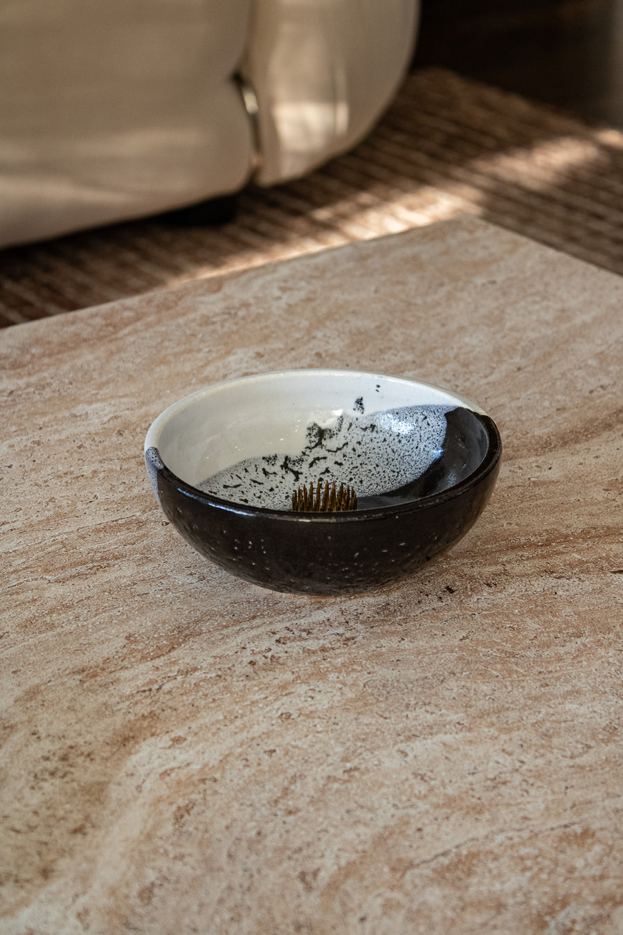 Handcrafted Speckled Ceramic Ikebana Bowl