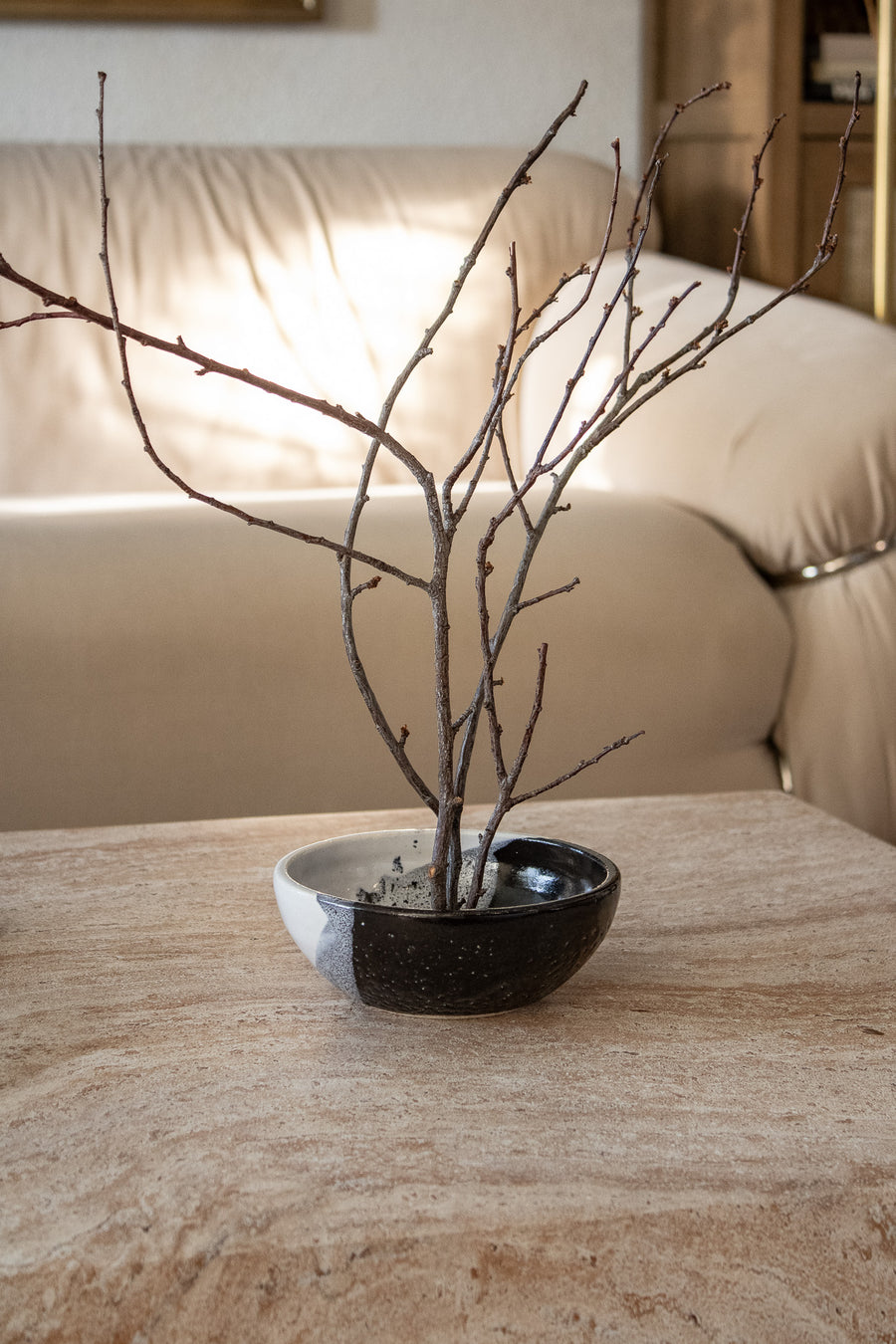 Handcrafted Speckled Ceramic Ikebana Bowl